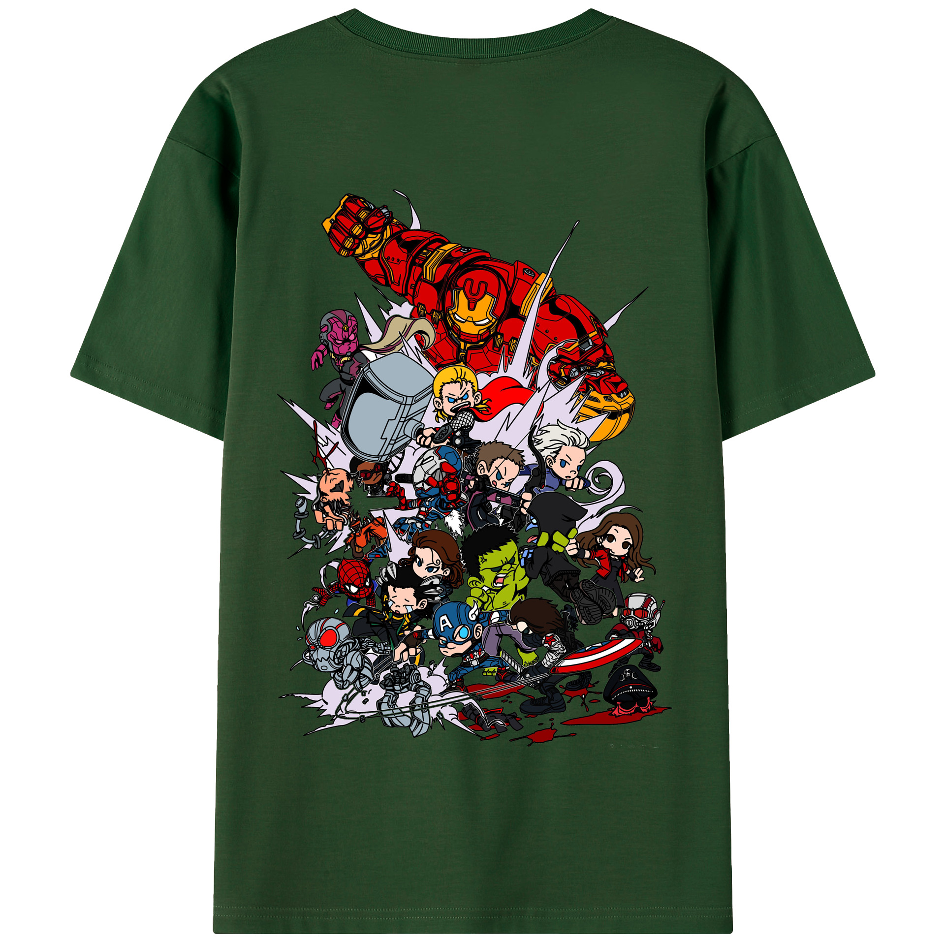 （画像用） アベンジャーズ The Avengers 綿100％半袖Tシャツ（背面プリント）